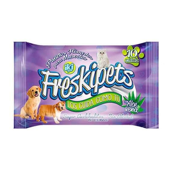 PAÑITOS HUMEDOS PARA MASCOTAS FRESKIPETS X 10