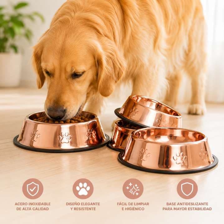 COMEDERO ACERO ROSE GOLD 30 CM